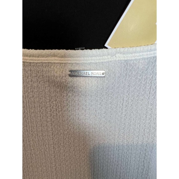 Michael Kors Boho Cold Shoulder Textured Ruffle Top Small - Picture 6 of 8